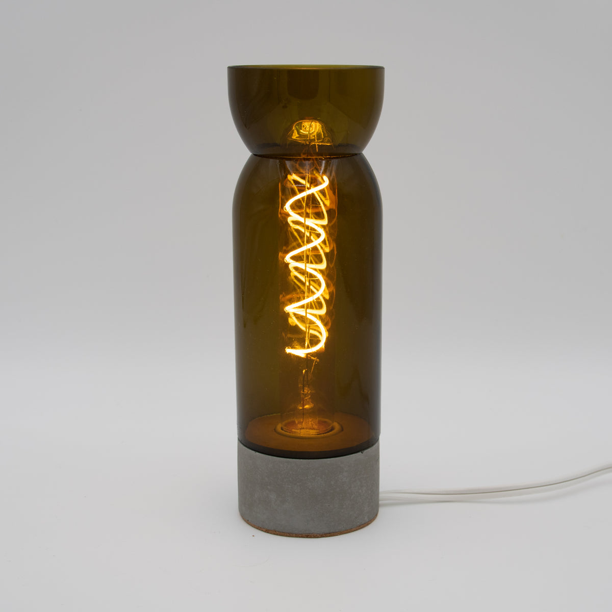 Green Wine Bottle With Modern  Green Table Lamp Product Shot