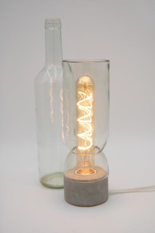 Clear Wine Bottle With Modern Clear Table Lamp Product Shot